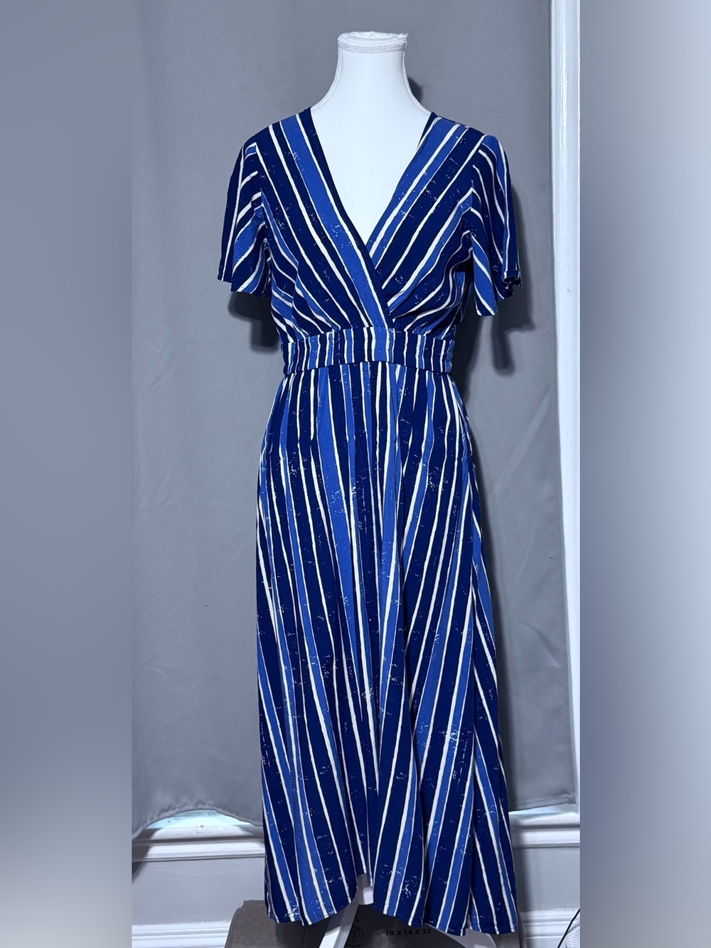 Tommy Bahama Navy and White Striped Maxi Dress